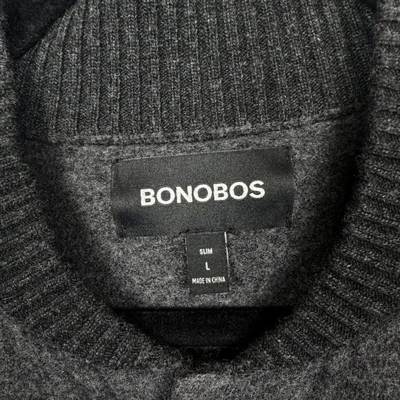 Bonobos Coat Mens L Gray Slim Fit Bomber Jacket Merino Wool Preppy Classic Warm - Picture 3 of 8